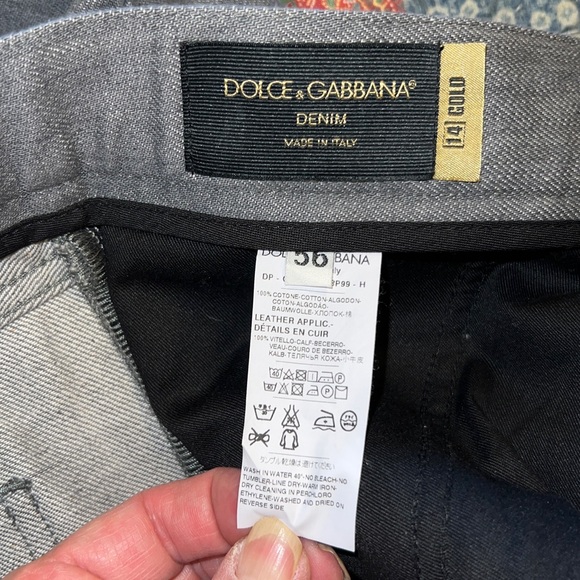 Dolce & Gabana grey stretch straight jeans 14 gold or size 40 waist - Picture 9 of 12